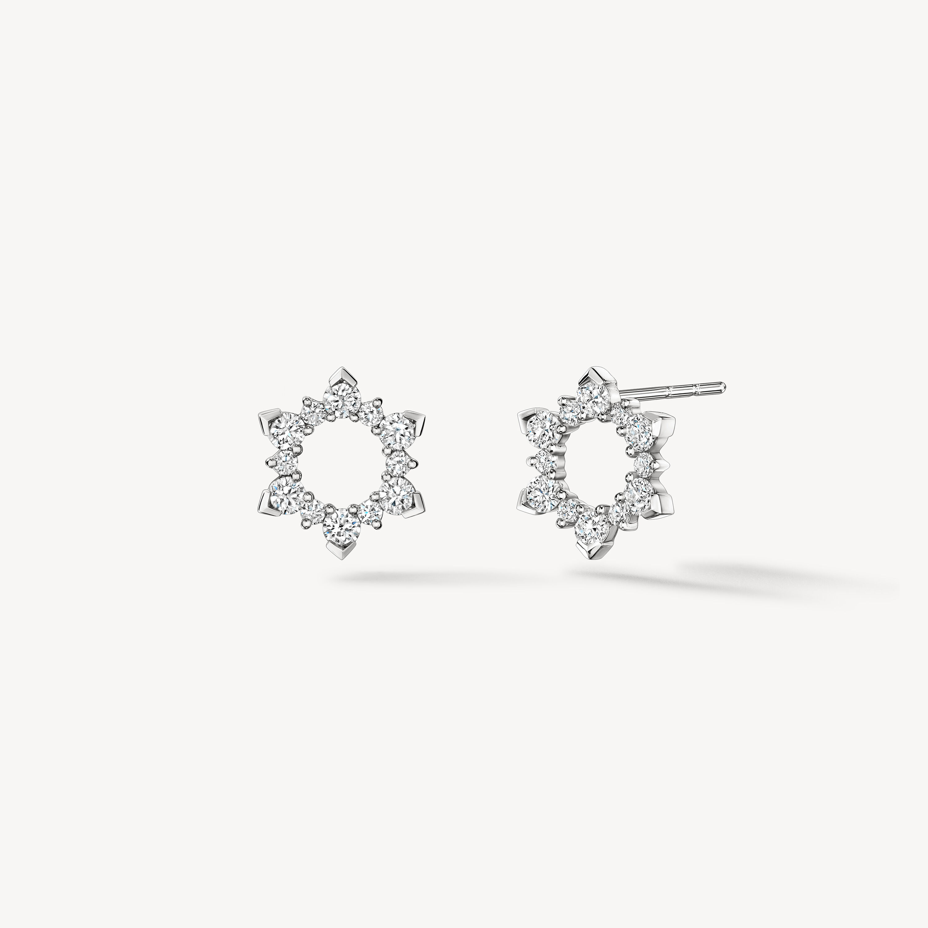 Aerial Open Sunburst Earrings - Small, 18K White Gold, large