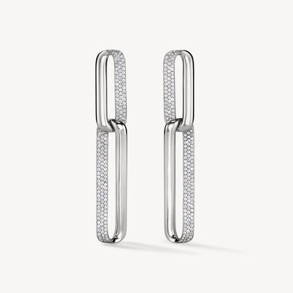 INSIDE/OUT Diamond Link Earrings, Large, 18K White Gold INSIDE/OUT Diamond Link Earrings, Large, 18K White Gold, large