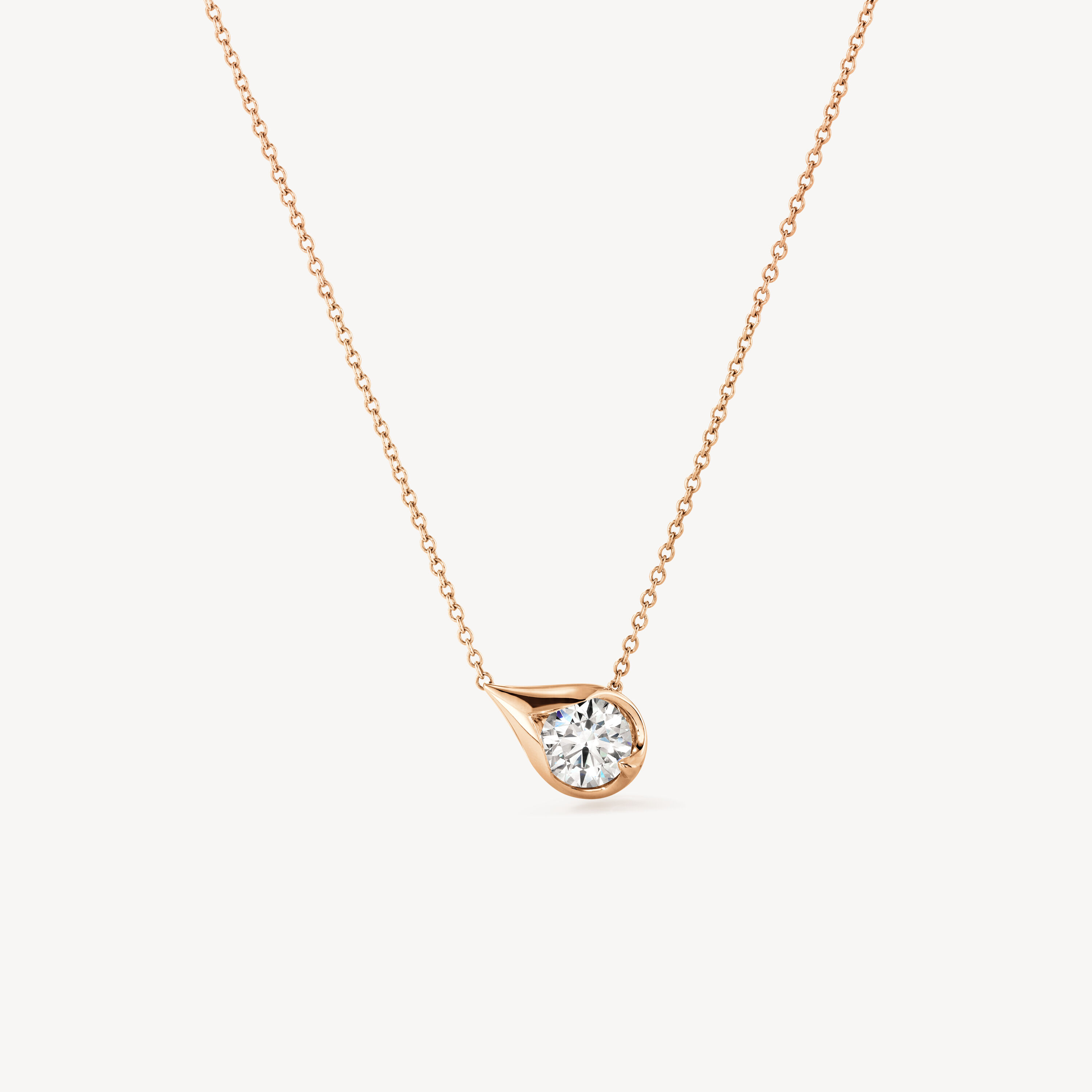 LU Droplet Pendant Necklace, 18K Rose Gold, large