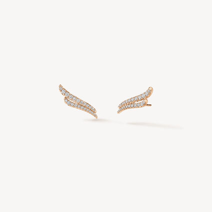 VELA French Cut Pav&eacute; Double Row Diamond Climber Earrings , 18K Rose Gold, large