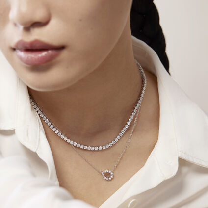 Aerial Regal Scroll Teardrop Necklace, 18K White Gold Aerial Regal Scroll Teardrop Necklace, 18K White Gold, large