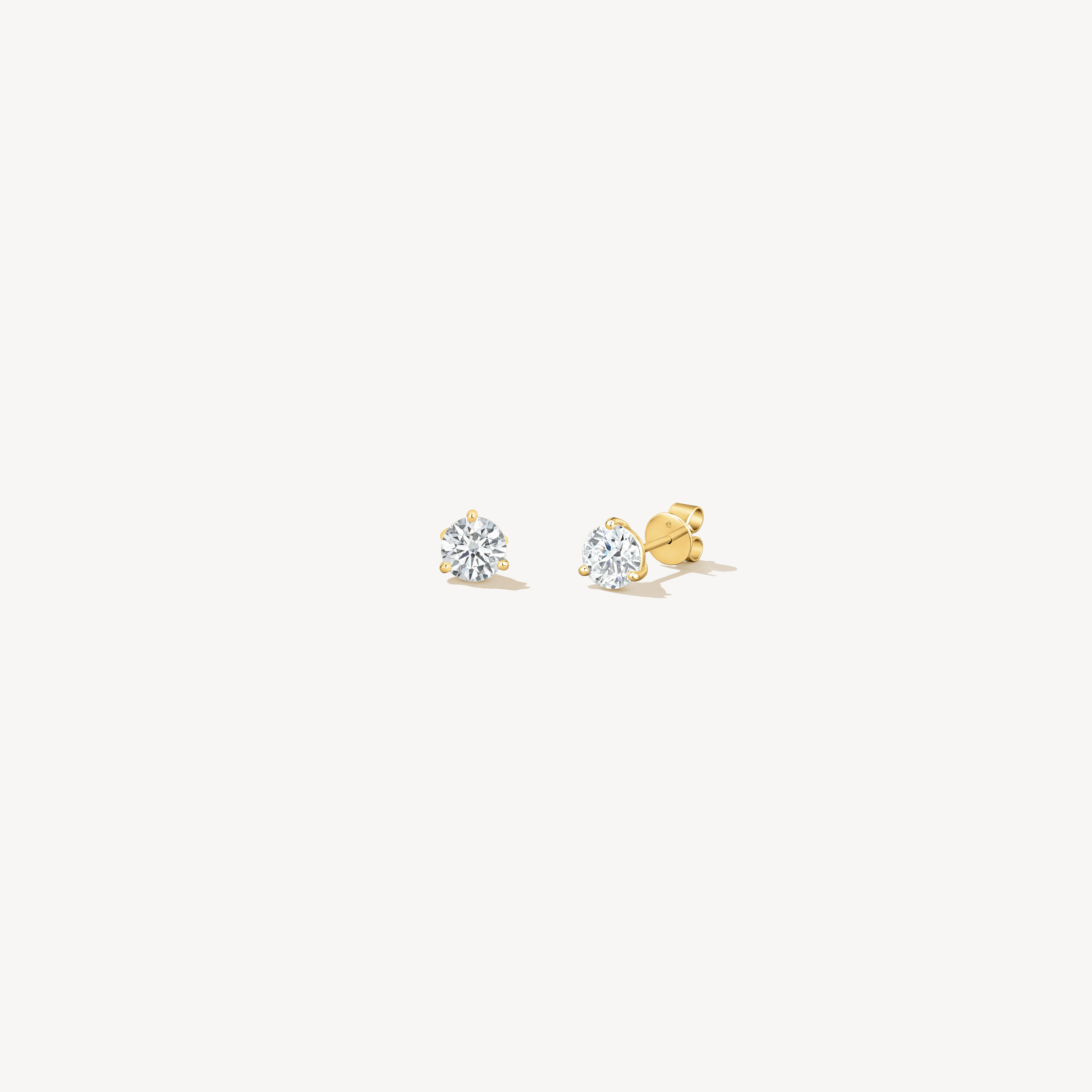  三爪钻石耳环, 18K 黄金, large