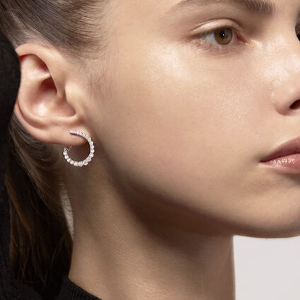 Aerial Regal Diamond Hoops Small, 18K White Gold Aerial Regal Diamond Hoops Small, 18K White Gold, large