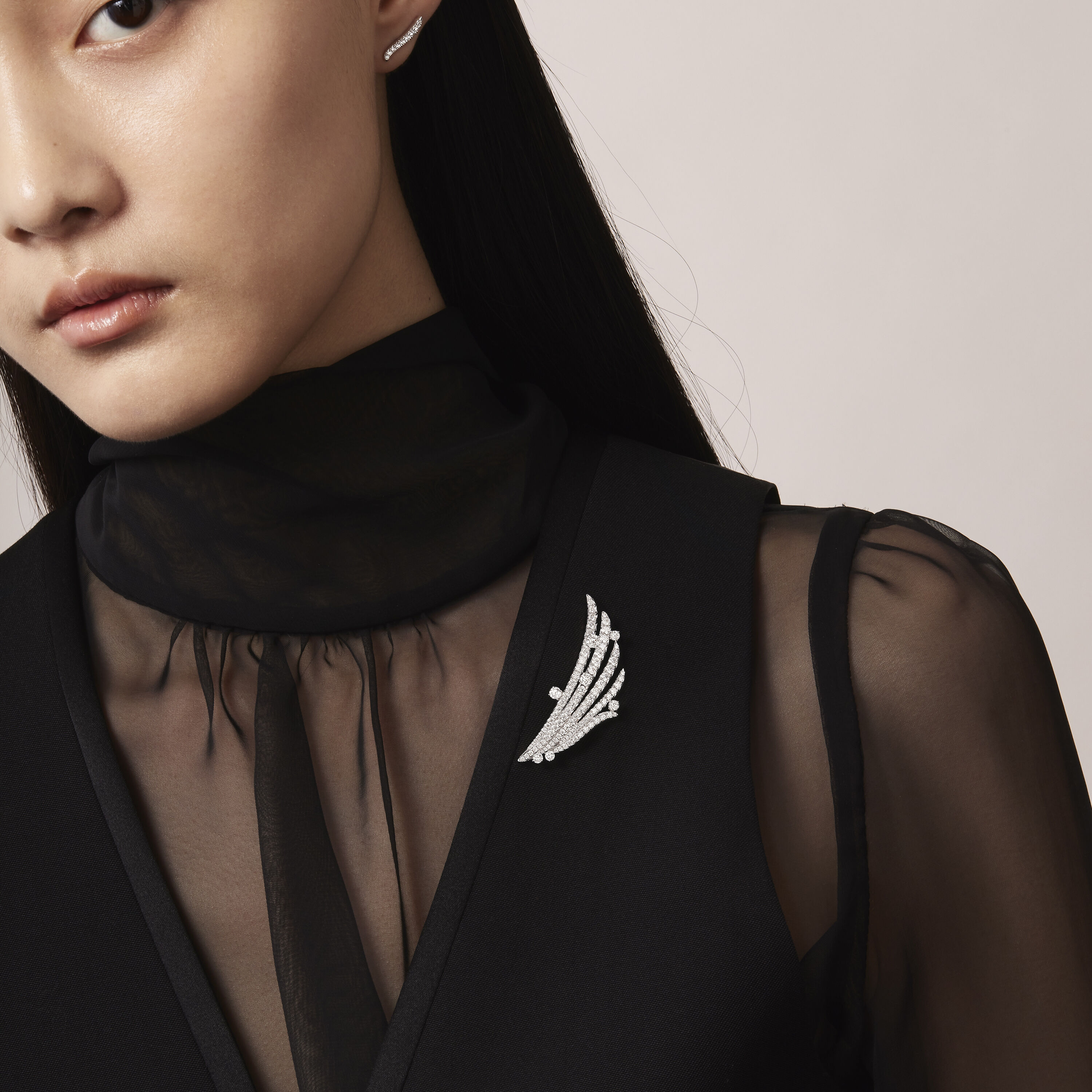 VELA系列法式切割密镶钻石胸针, 18K 玫瑰金, large