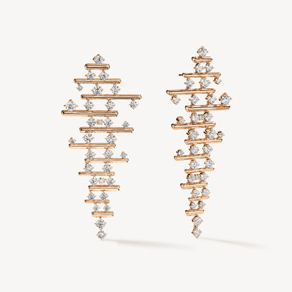 BARRE Multi-Row多排钻石耳坠, 18K 玫瑰金, large