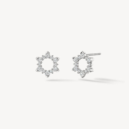 Aerial Open Sunburst 钻石耳环(小), 18K 白金 Aerial Open Sunburst 钻石耳环(小), 18K 白金, large