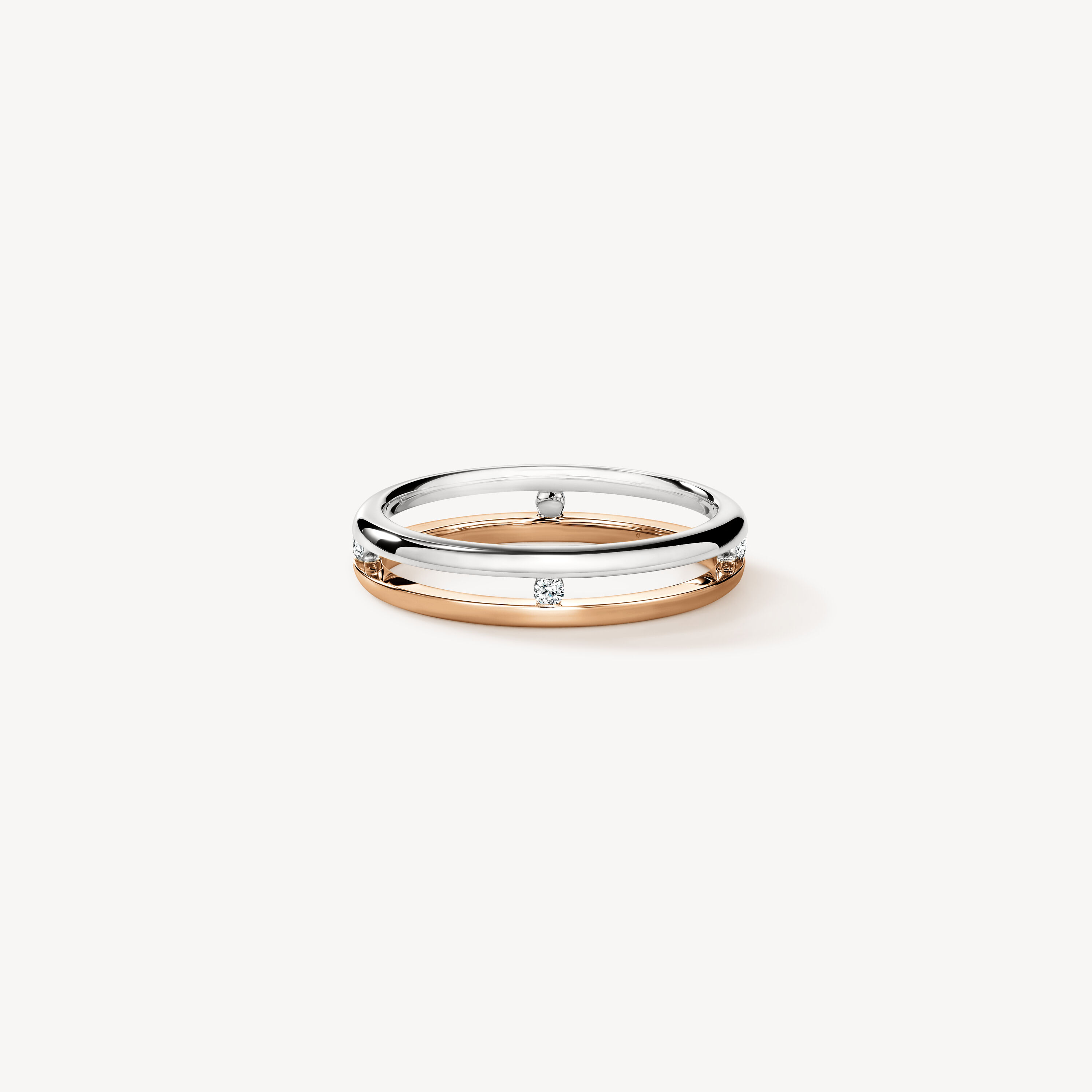 Love Floating Diamond Wedding Band, Platinum and 18K Rose Gold, large