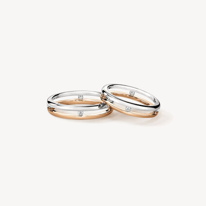 LOVE Floating Diamond 结婚对戒, 18K 玫瑰金(含铂金) LOVE Floating Diamond 结婚对戒, 18K 玫瑰金(含铂金), large