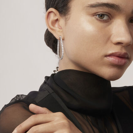 Signature Pear Hoop - Large, 18K 白金, large