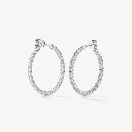 Signature Oval Hoop - Large, 18K 白金, large