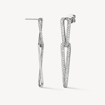 INSIDE/OUT Pav&eacute; Link Earrings, 18K White Gold, large