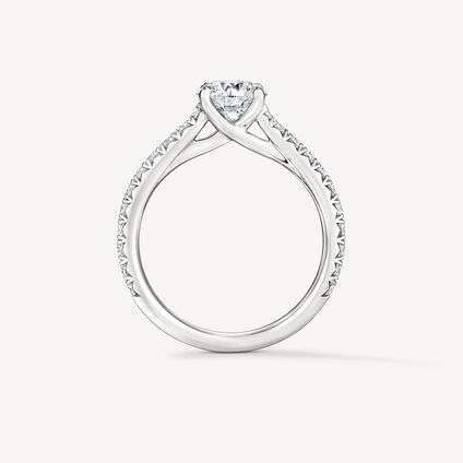 VELA Cathedral Solitaire Ring with Diamond Band, Platinum, large