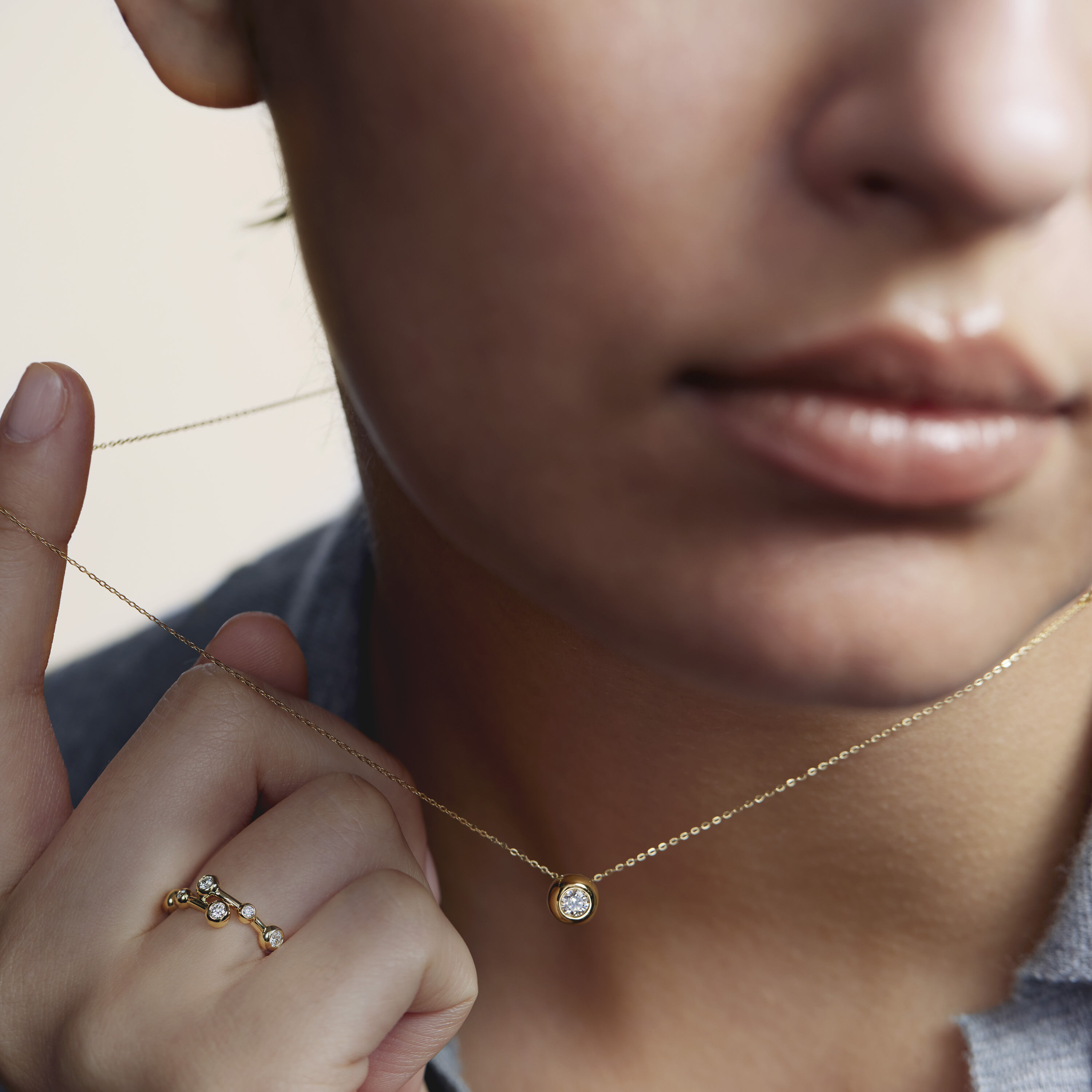 DREAM SOLO 钻石项链, 18K 黄金, large