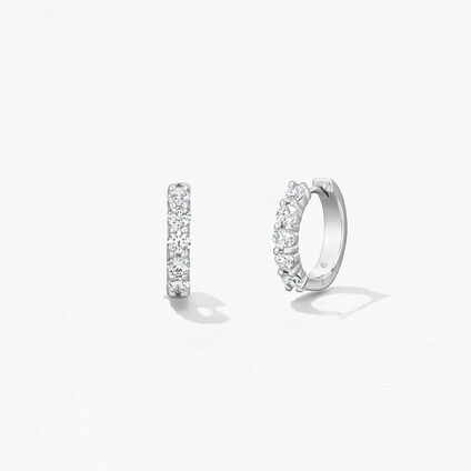 Small Mini Hoop Earrings, 18K White Gold, large