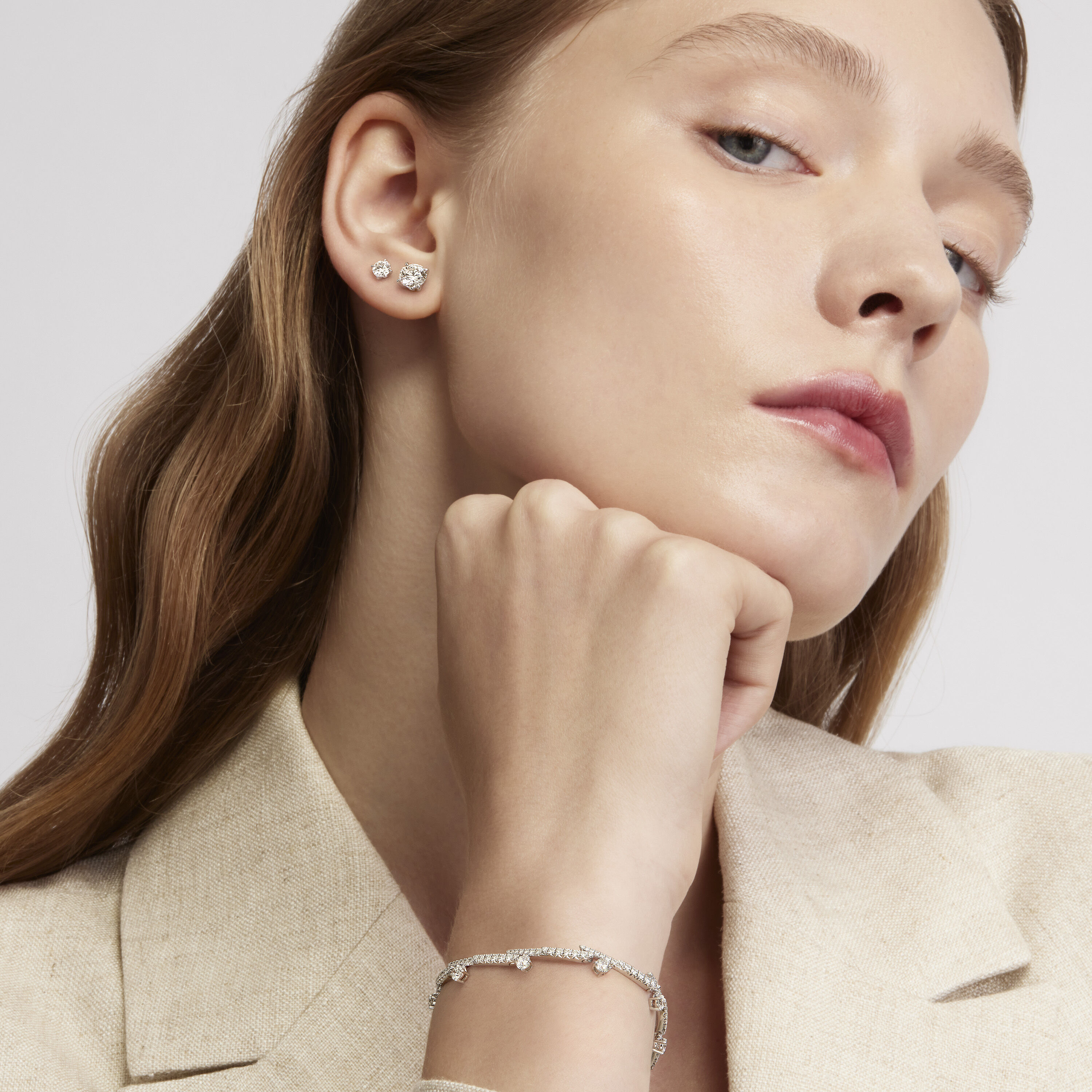 VELA系列Crossover 密镶钻石手链, 18K 玫瑰金, large