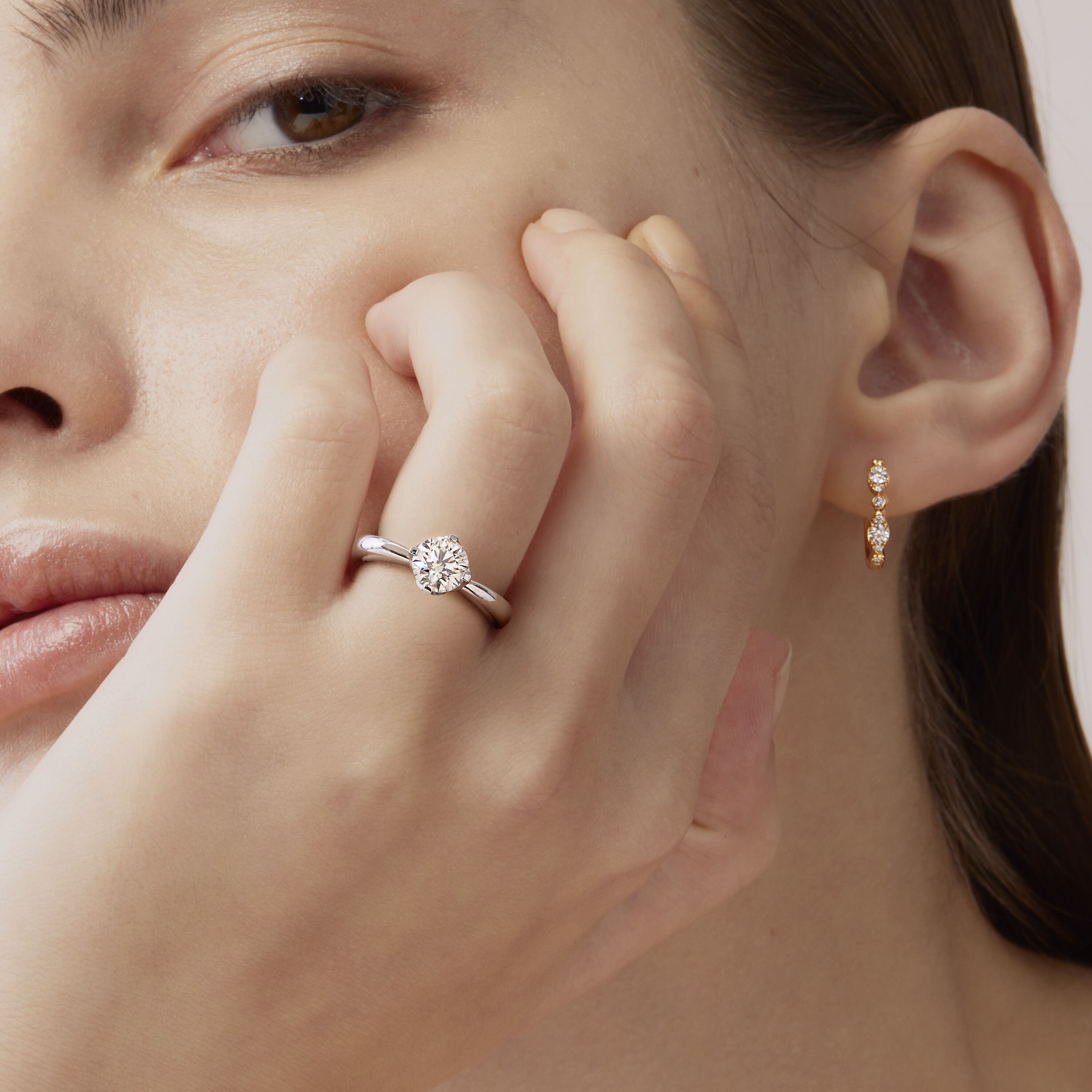 HOF Bezel Regal Huggie, 18K Rose Gold, large