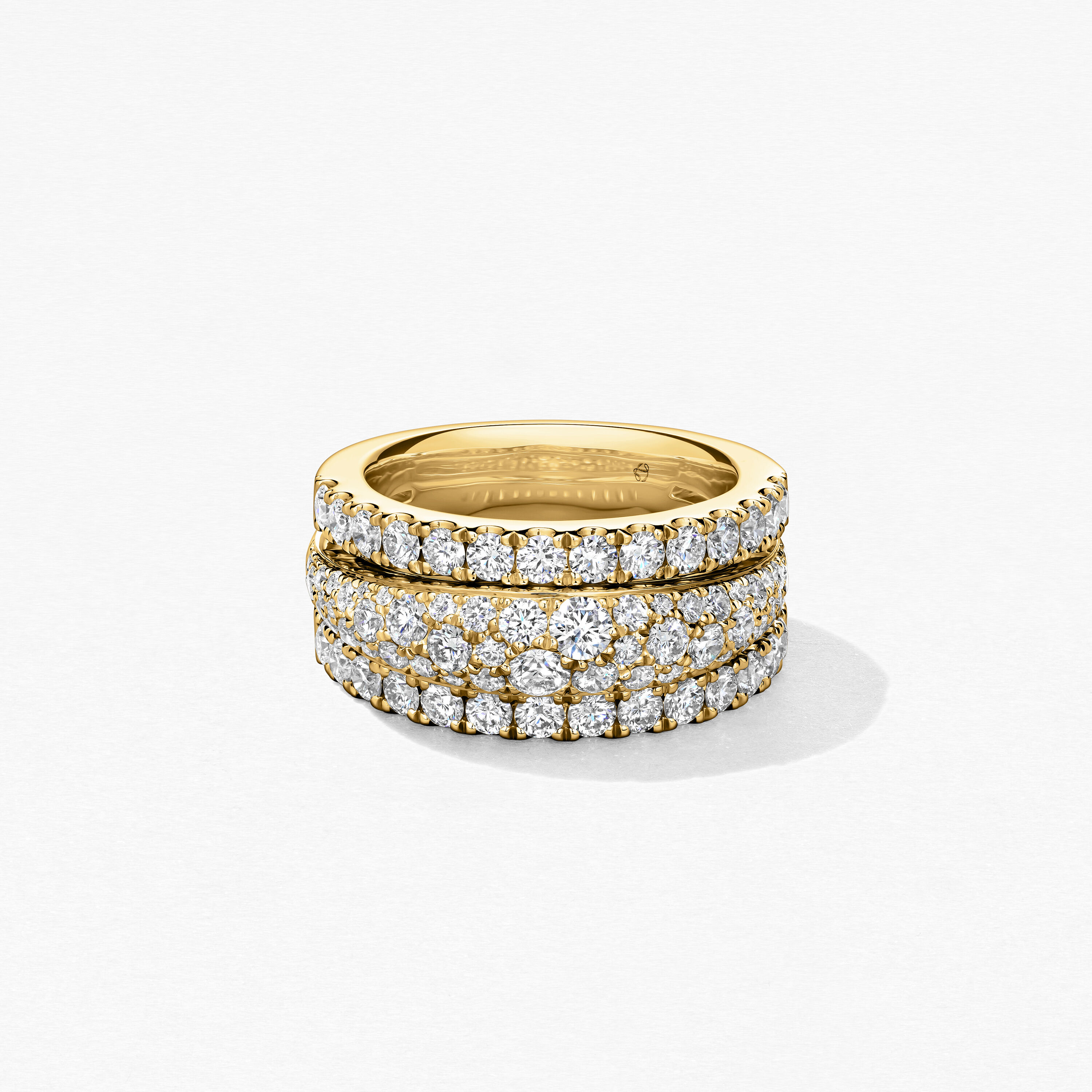 Grace Triple Row Small Domed Ring, 18K Yellow Gold, large