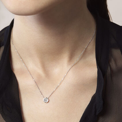 Classic Bezel钻石项链, 18K 玫瑰金, large