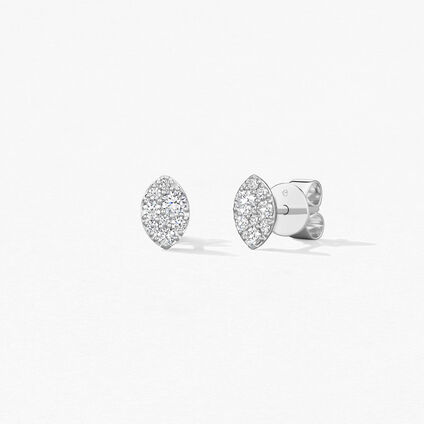 Tessa Navette Earrings, 18K 白金, large