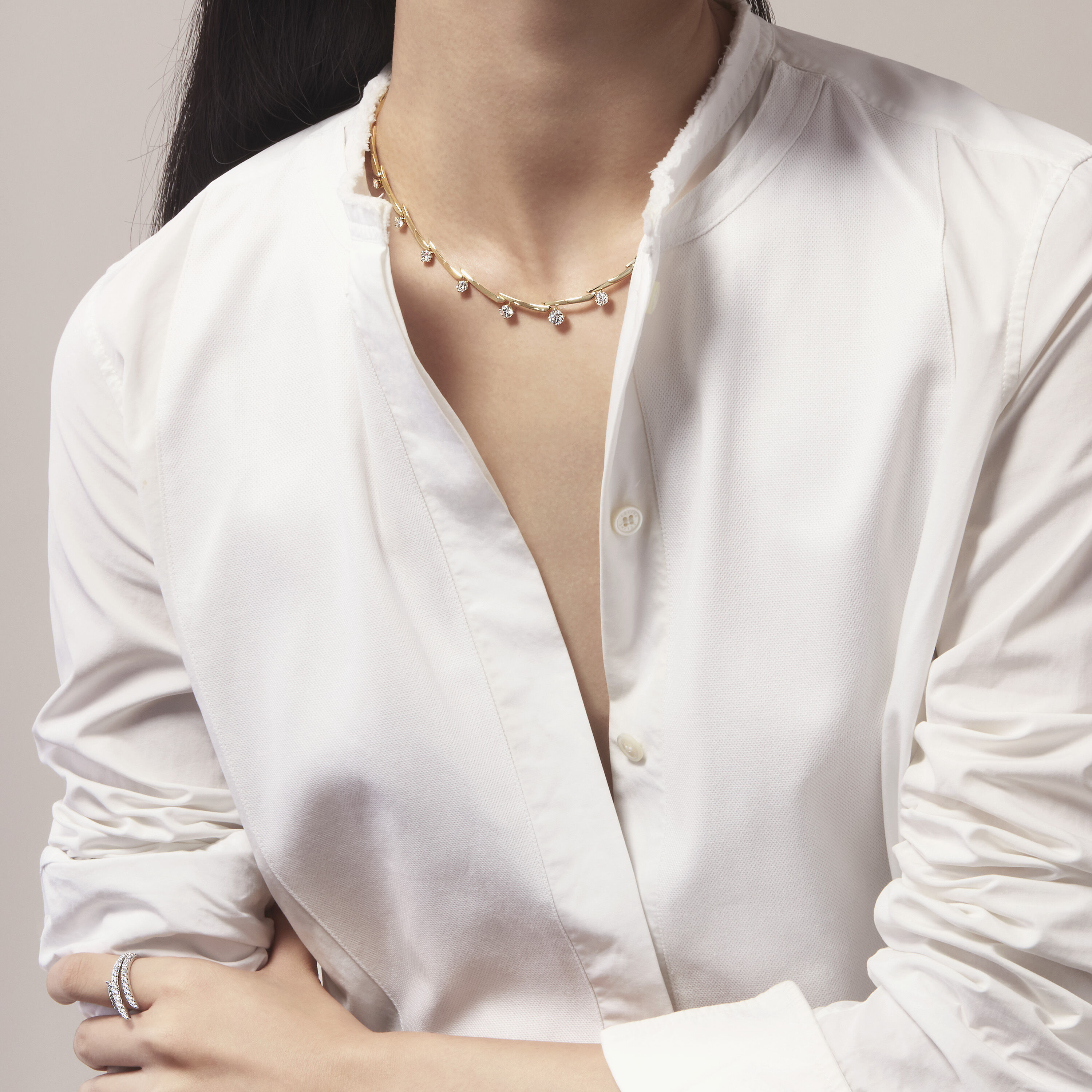 Vela Crossover钻石项链, 18K 玫瑰金, large