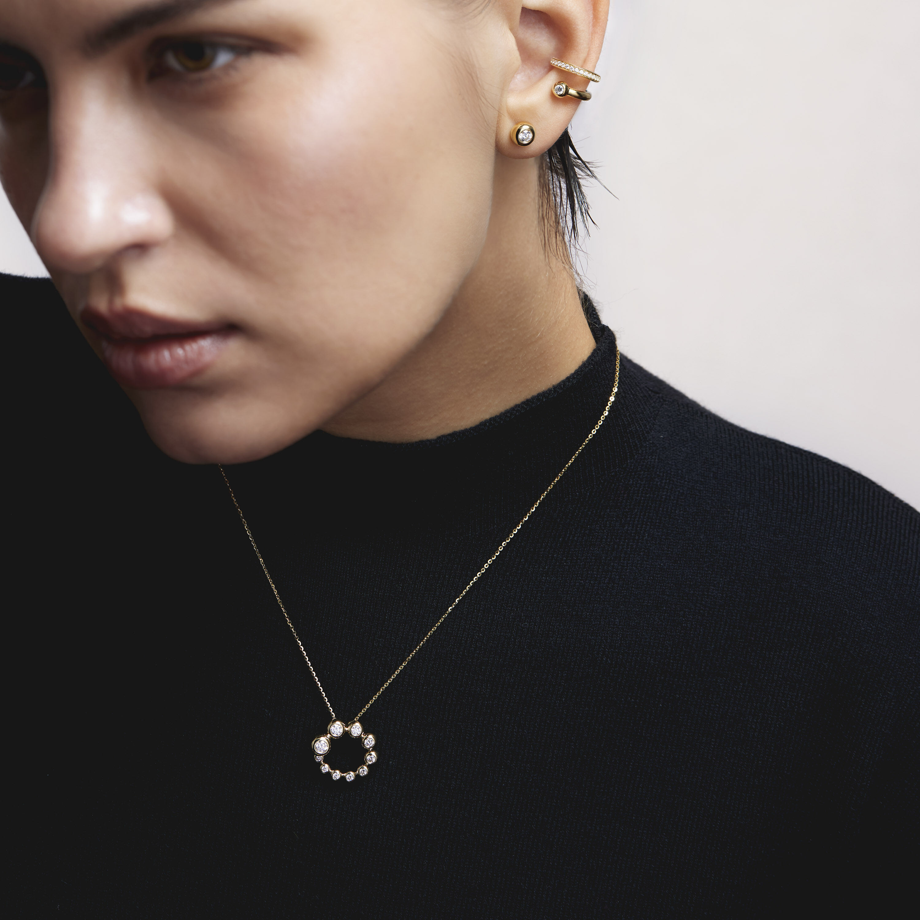 DREAM 钻石耳夹 , 18K 黄金, large