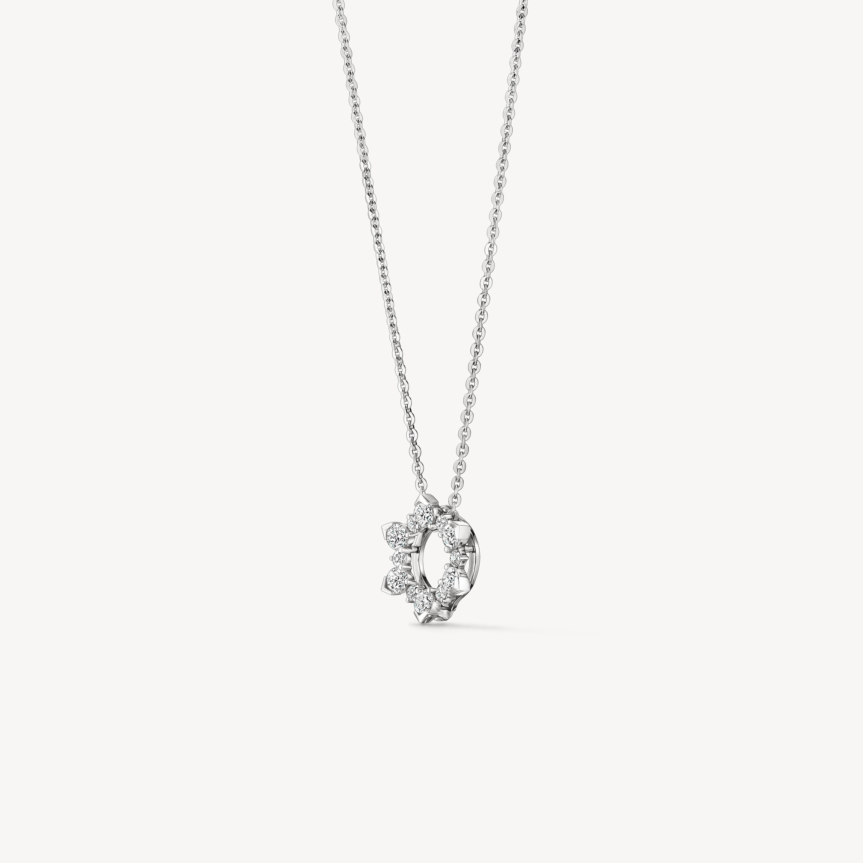 Aerial Open Sunburst Enhancer Pendant Necklace, 18K White Gold, large