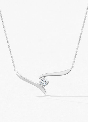 Vela Solitaire Crossover Pendant, 18K White Gold Vela Solitaire Crossover Pendant, 18K White Gold, large