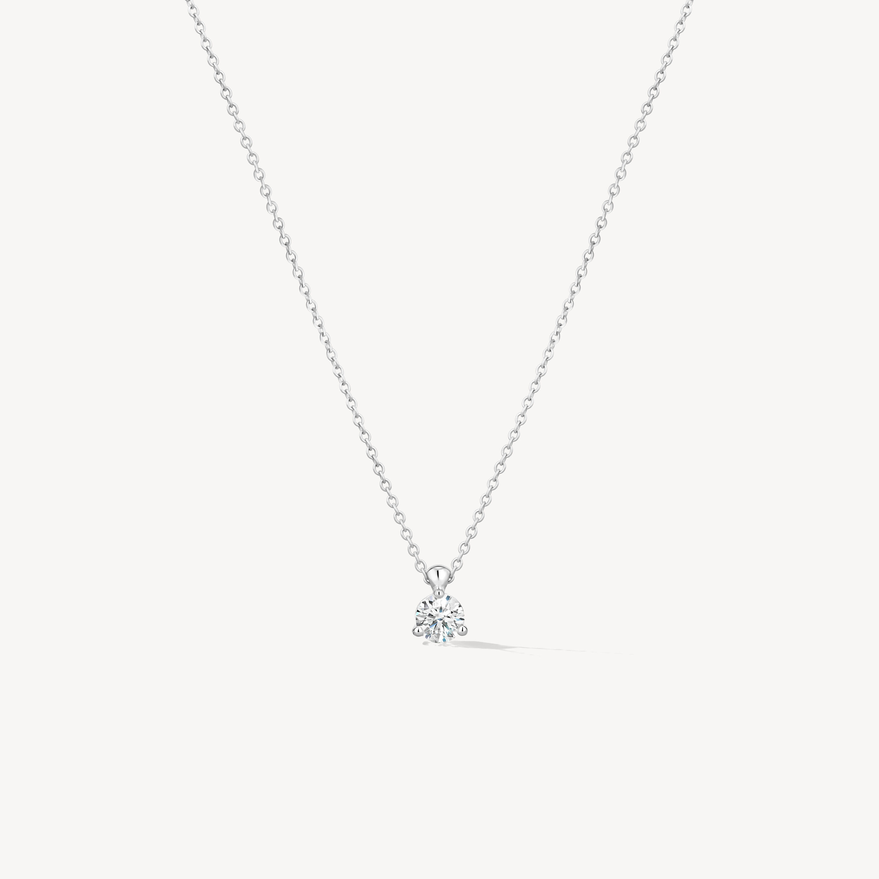 三爪钻石项链, 18K 白金, large