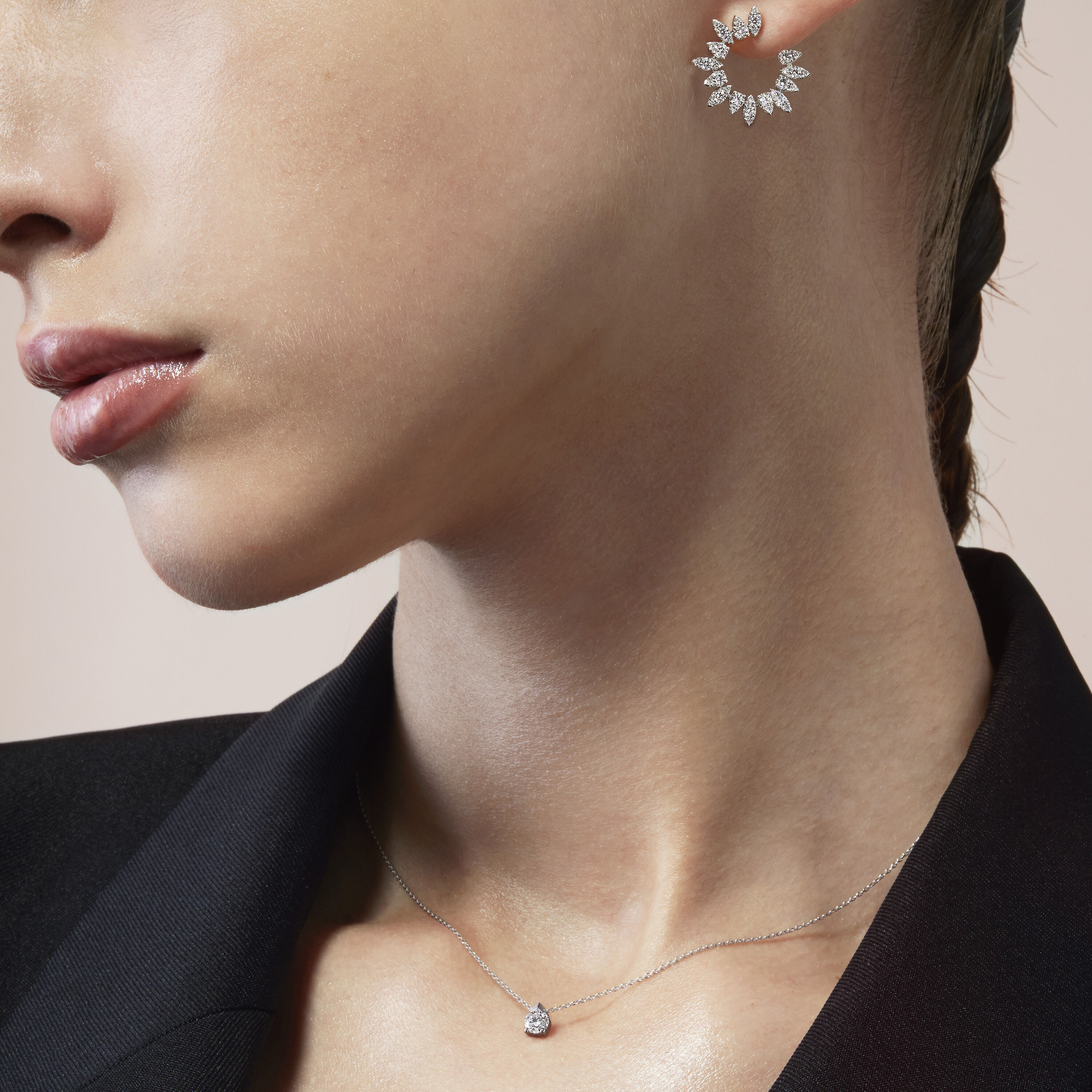 Aerial Sunburst Wrap Earrings - Small, 18K White Gold, large