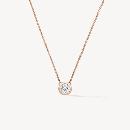 Classic Bezel钻石项链, 18K 玫瑰金, large