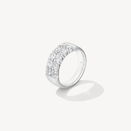 Signature Double Row Ring, 18K White Gold, large