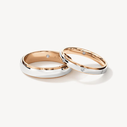 Star Wedding Band, Platinum and 18K Rose Gold, large