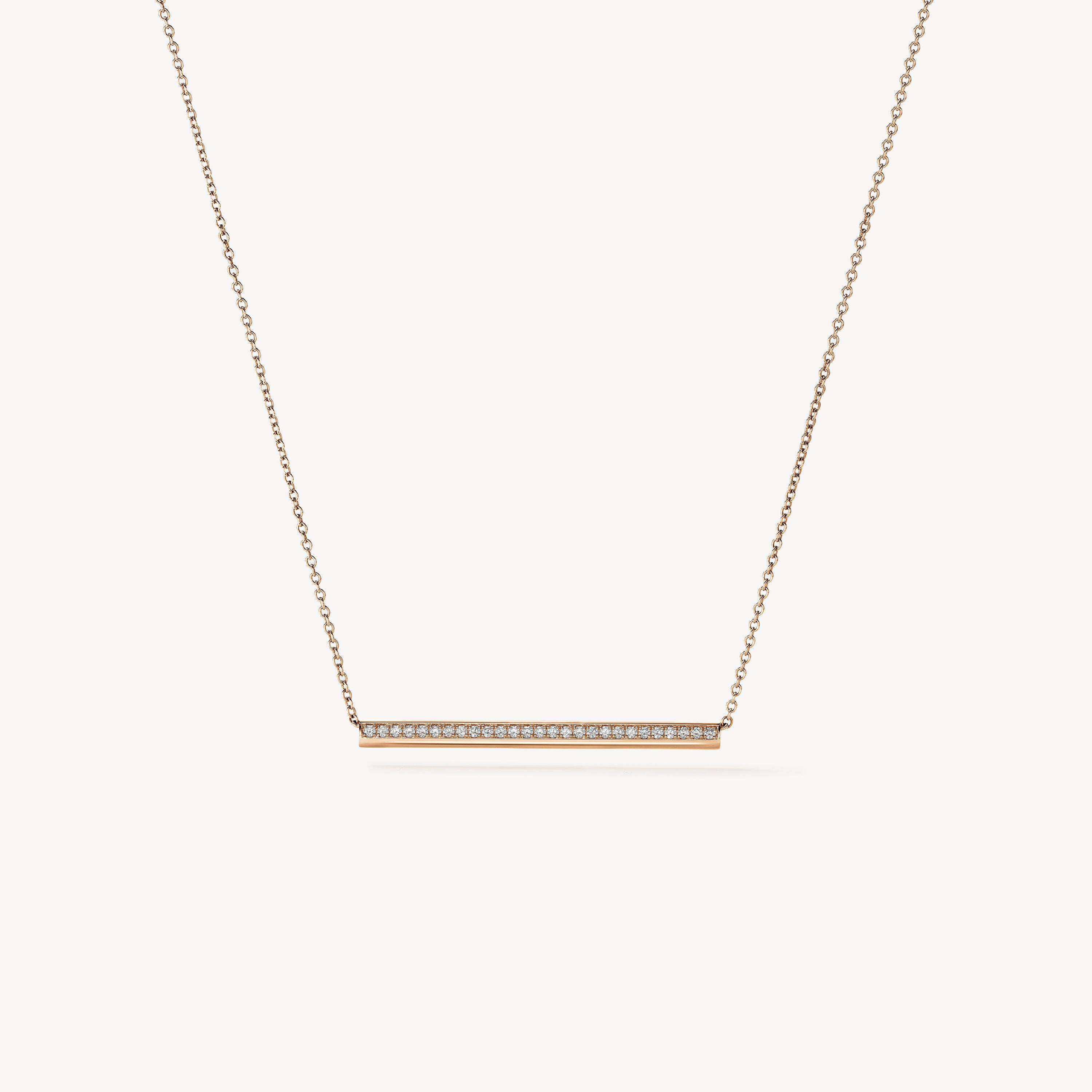 Barre系列密镶钻石项链, 18K 玫瑰金, large