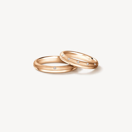 Love Satin Finish 结婚对戒, 18K 玫瑰金, large