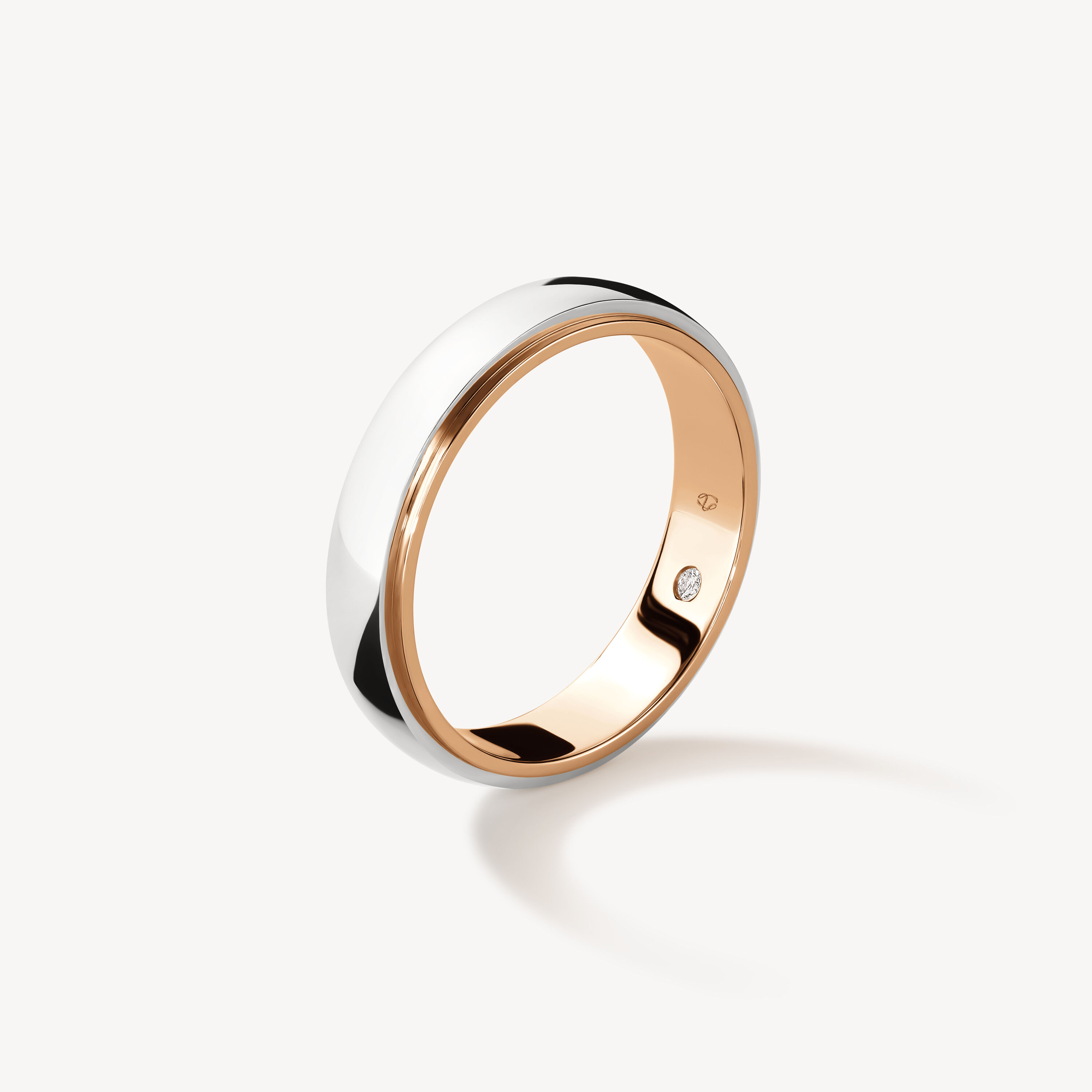 Star Wedding Band, Platinum and 18K Rose Gold, large