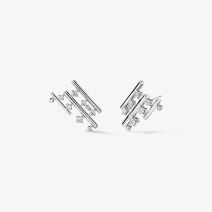 BARRE Multi-Row Climber Earrings, 18K White Gold, large
