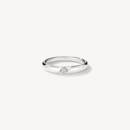 Diagonal Wedding Band, 18K White Gold, large