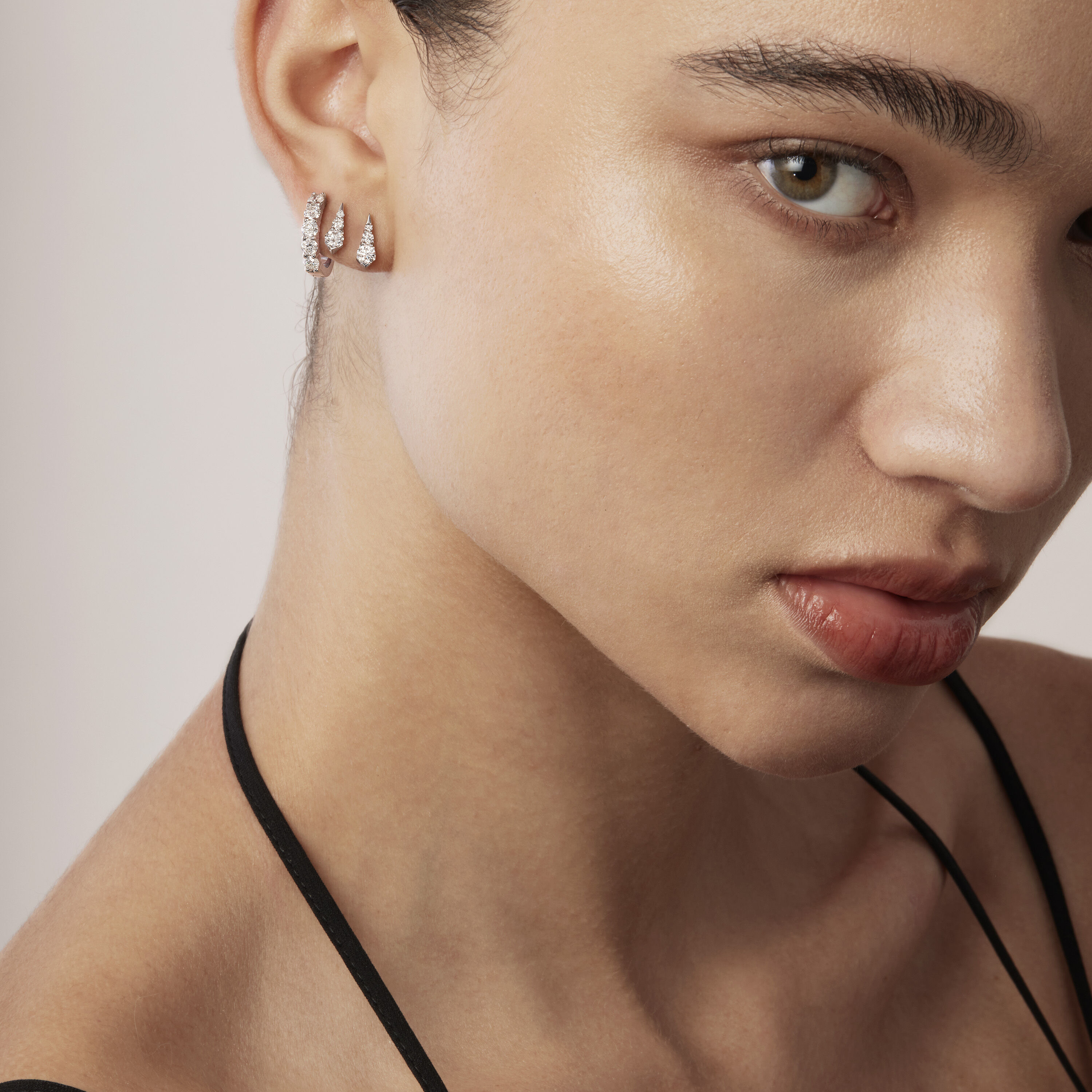 Triplicity Drop Stud Earrings, 18K Rose Gold, large