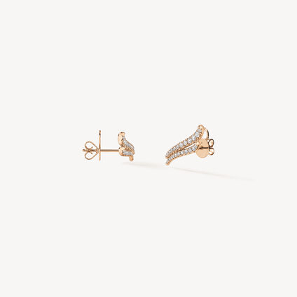 VELA French Cut Pav&eacute; Double Row Diamond Climber Earrings , 18K Rose Gold, large