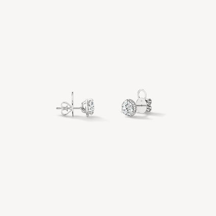 Timeless Hidden Halo Stud Earrings, 18K White Gold, large