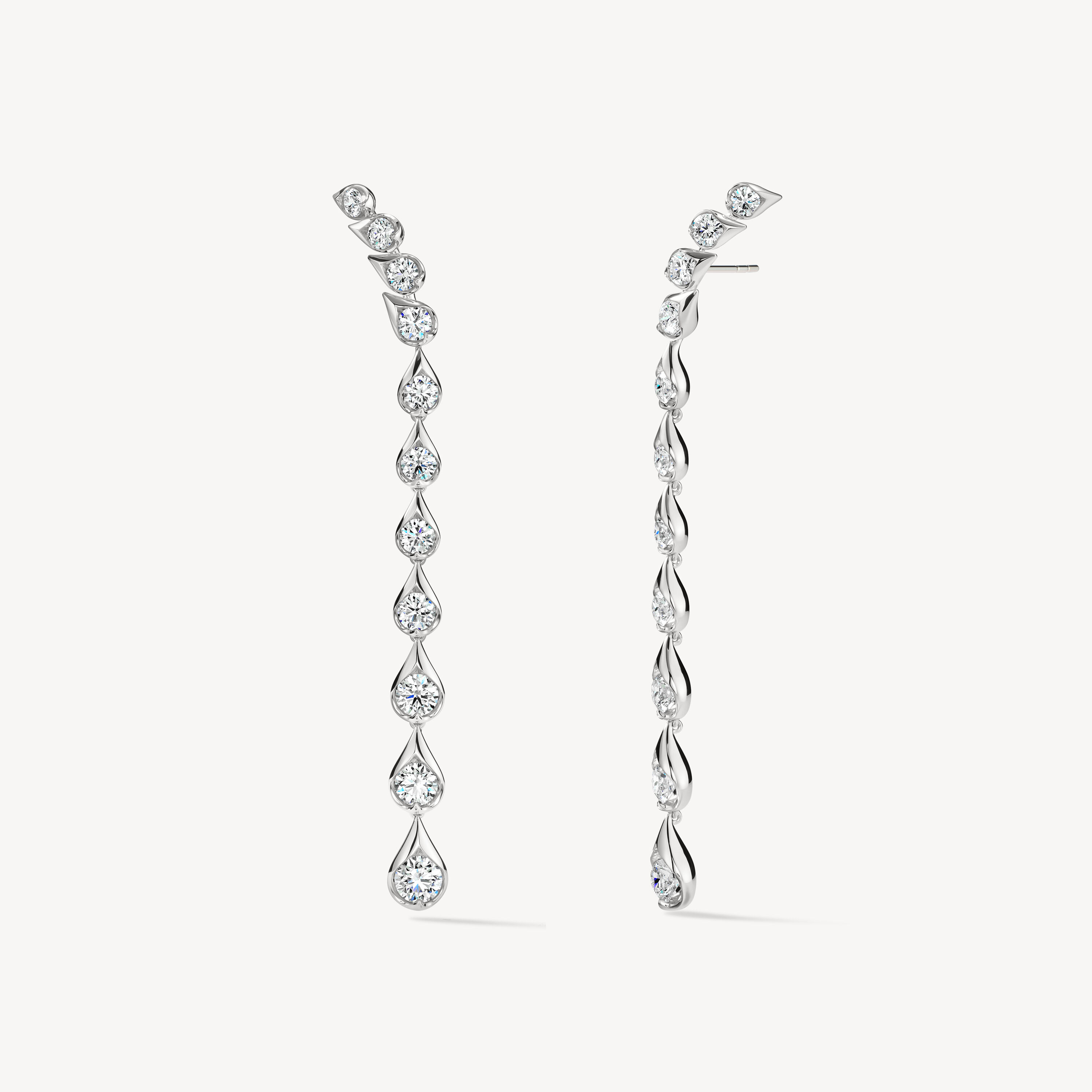 LU Droplet Stiletto Earrings, 18K White Gold, large