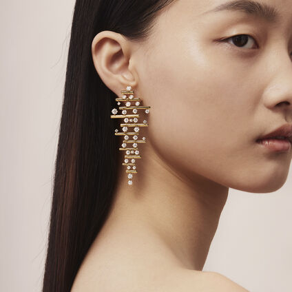 BARRE Multi-Row多排钻石耳坠, 18K 玫瑰金, large